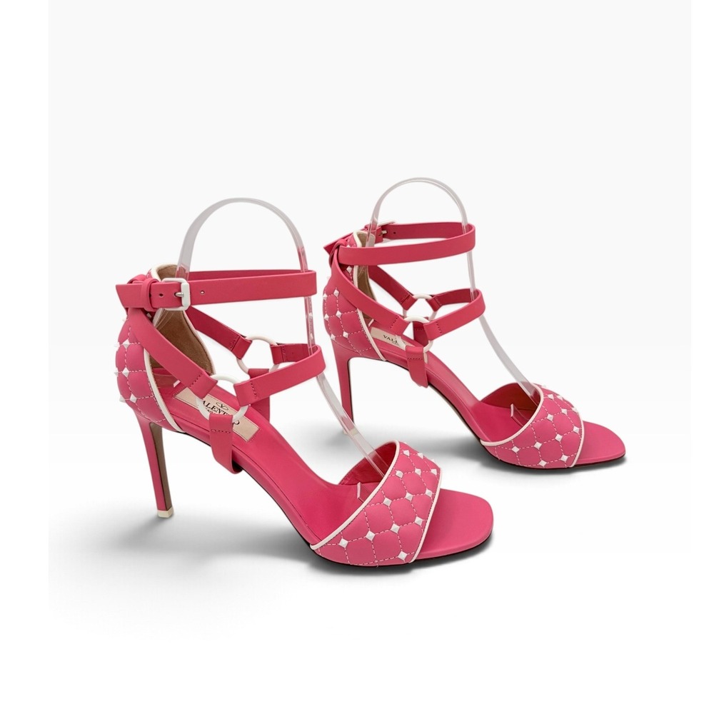 Valentino Nappa Free Rockstud Sandal 38 Pink Leather Strappy Stiletto Heel 90mm